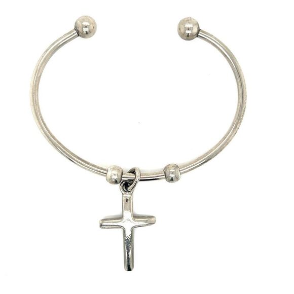 Silver Color Cross Open Cuff - Picture 1 of 4